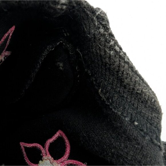Bechamel Floral Cardigan Womens Size Medium Black Pink Knit Cotton Short Sleeve - Picture 4 of 10